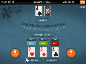 ブラックジャックエクスチェンジのプレイ画面一例｜ブラックジャックのゲーム種類
